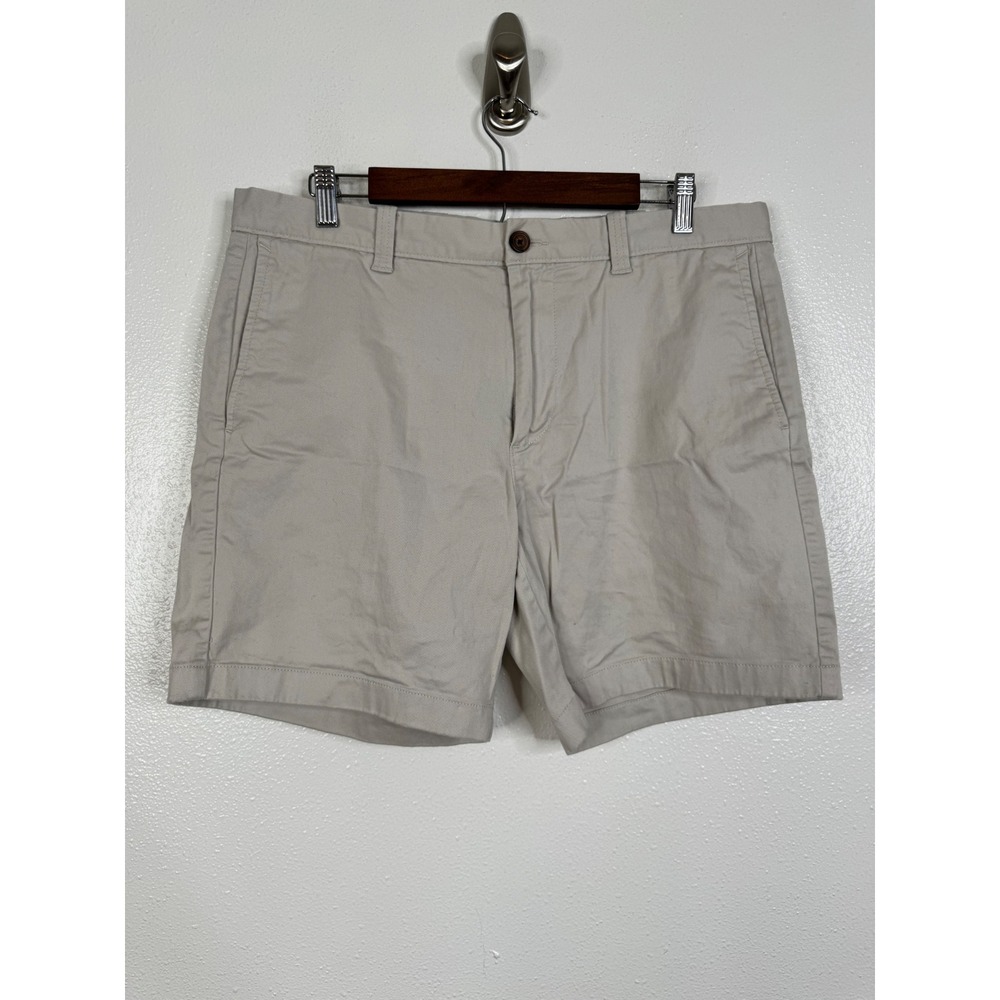J.Crew Re-Imagined Mens 7 Inch Inseam Chino Shorts Stone Beige Size 34 Stretch